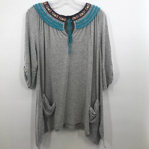 CAITE GRAY 1/2 SLEEVE BLOUSE